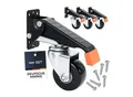 HMF 6750 Schwerlastrollen absenkbar für Werkbank, 4 Stück, 65 mm, bis 300 kg, Schwarz