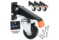HMF Schwerlastrolle 6750 Transportrollen absenkbar für Werkbank, (4 Stück, Set), Lenkrollen 65 mm, bis 300 kg, schwarz aus Polyurethan