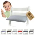 BambiniWelt Ersatzbezug Tripp Trapp – Sitzkissen komp. mit Stokke Hochstuhl, 1-teilig, gepolstert & waschbar, Auflage mit Klettverschluss für Kinderstuhl Mod. 3 (1-teilig meliert hellgrau)