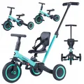 COIL Dreirad, Lauflernrad, Kinderlaufrad, Dreirad/Laufrad, Balance Bike, 6in1, Sattel aus Ökoleder, ab 12 Monaten, Gummiräder, Höhenverstellung, Blau