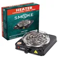 Turbo Power 1000 Watt elektrischer Kohleanzünder Blitzschnell, Kohlen Ofen, Kohle Anzünder mit Kohlegitter, Hotplate mit Edelstahl Heizspirale Stainless Steel | 5-Stufig mit Überhitzungsschutz