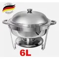 6 Liter Edelstahl Chafing Dish Speisenwärmer Suppentopf Rund Wärmebehälter
