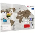 ALLboards Magnettafel Metallische Magnettafel, MetalBoard, WELTKARTE HELL 90 cm x 60 cm