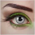 aricona Kontaktlinsen - Weiß-schwarze Kontaktlinsen mit hypnotisierender Spiral-Optik - Schwarze Kontaktlinsen ohne Stärke für Halloween, Fasching, Karneval, 2 Stück