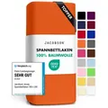 Jacobson Spannbettlaken TOPPER aus 100% Baumwolle, Jersey Bettlaken 160 g/m2, Spannbetttuch mit Gummizug, OEKO-TEX®, pflegeleicht, viele Farben orange 180 - 200 cm x 200 cm