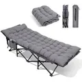 Sekey Campingbett Klappbar Feldbett mit Matratze Grau 190 x 71 x 35 cm