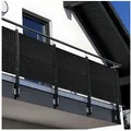 NYVI Balkonsichtschutz Polyrattan Balkon Sichtschutz Privafence Balkonbespannung (1-St) UV-fest, Witterungsbeständig, 100% Blickdicht - Balkonumspannung schwarz 100 cm x 500 cm