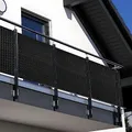 NYVI Polyrattan Balkon Sichtschutz Privafence 100x500 cm Schwarz - Wetterfeste Balkonbespannung - UV-fest, Witterungsbeständig, 100% Blickdicht - Balkonumspannung Balkonumrandung 1x5 m