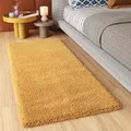 TAPISO Essence Teppich Läufer Flur Brücke Shaggy Hochflor Langflor Senfgelb Gelb Einfarbig Weich Modern Design Korridor Schlafzimmer ÖKOTEX 100 x 300 cm