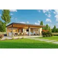 LASITA MAJA Gartenhaus DOMEO 10 NATUR/ANTHRAZIT, BxT: 890x590 cm, (Set), mit Anbau, Fundamentmass 4000+4500 x 4500, Naturbelassen beige