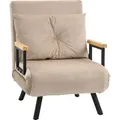 HOMCOM Schlafsofa, Klappbett mit Bettfunktion, Relaxsessel mit Rückenkissen, Polstersofa mit Verstellbarer Rückenlehne, Samtoptik, 63 x 73 x 81 cm - Beige