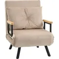 Homcom - Schlafsofa, Klappbett Mit Bettfunktion, Relaxsessel Mit Rückenkissen, Polstersofa Mit Verstellbarer Rückenlehne, Samtoptik, 63 X 73 X 81 Cm, Beige