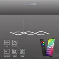 Paul Neuhaus LED Pendellampe Q - MALINA Smart Home CCT Hängelampe dimmbar per Fernbedienung, wellenförmig stahlfarbig Wohnzimmer, Esszimmer, Küche 2339-55