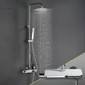 JOHO Regendusche Duschset mit Duscharmatur Komplettset- Thermostat Duschsystem mit Thermostatische, Überkopfbrause 30*30cm Chrom