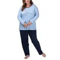Moonline Pyjama Pyjama in großen Größen (Übergröße XL - 4XL) aus 100% Baumwolle blau 60-62