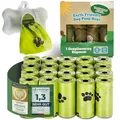 BI0 Hundekotbeutel mit Spender Kompostierbare Kotbeutel für Hunde mit Hundekotbeutelspender 100% Biologisch abbaubare Hundebeutel mit Leinen Halter (300 Beutel: 20 Rollen + 1 Spender)