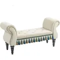 Homcom Luxus, Beige, Kunststoff, 40x58x117 cm, Wohnzimmer, Hocker, Sitzhocker