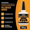 50 g Sekundenkleber extra stark - Inkl. Anti-Austrocknungs-Spitze - KRAFTPROTZ -