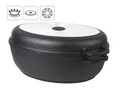 Haushalt International Bräter 2 in1 Aluguss-Bräter mit integrierter Grillpfanne, Aluminiumguss, Fassungsvermögen ca. 8 Liter – für alle Herdarten außer Induktion