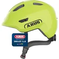 ABUS Kinderhelm Smiley 3.0 - Fahrradhelm mit tiefer Passform, kindergerechten Designs & Platz für einen Zopf - für Mädchen und Jungs - Gelb Glänzend, Größe S
