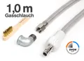 1,0 m Edelstahlschlauch  Edelstahl Gasschlauch + Winkel f. Gasanschluss Allgas