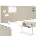 tectake® Schreibtisch Trennwand, Akustik Polster, Tischtrennwand, Sichtschutz Schreibtisch, Schallschutz Büro, Schule oder Home Office, Pinnwand, einfache Montage ohne Bohren, 130 x 40 cm - beige