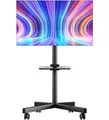 ONKRON TV Ständer rollbar für 23-60 Zoll Fernseher, max Last 45 kg, mobiler TV Standfuss höhenverstellbar, Fernseh Rollwagen max VESA 400x400, Fernsehständer mit Rollen, Ablage Schwarz TS1137-B