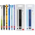 LEGAMI Set mit 6 radierbaren Gelstiften + 6 Nachfüllminen, mit thermoempfindlicher Löschtinte, schwarze und blaue Tinte, 0,7 mm Spitze, Panda, Katze, Biene, Hai, Elefant und Nilpferd
