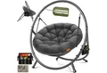 KESSER Hängesessel Bali Hängesessel mit Gestell Hängeschaukel Hängestuhl bis 150kg (mit Wipp Funktion, Kissen & Seitentasche), Hängekorb Stahlgestell Schaumstoff Sitzpolster für Wohnzimmer & Garten