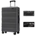 YONSLY Hartschalen-Trolley Hartschalen-Reisekoffer Trolley Rollkoffer Kabinenkoffer aus ABS, 4 Rollen, mit TSA-Schloss, YKK-Reißverschluss, austauschbaren Rollen und Griffen grau 76 cm