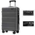 yonsly Premium Reisekoffer TSA-Schloss,YKK-Reißverschluss Hartschalen-Koffer Trolley Kabinenkoffer Rollkoffer Suitcase Handgepäck (Grau, XL) - Grau