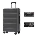 YONSLY Premium Reisekoffer TSA-Schloss,YKK-Reißverschluss Hartschalen-Koffer Trolley Rollkoffer Suitcase Handgepäck 4 Rollen (Grau, XL)