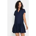 s.Oliver Blusenkleid mit Volant am Rock luftiges Tunikakleid, Sommerkleid,leichtes Strandkleid,Cover-up, Basic blau 36