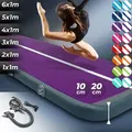 AIRTRACK Matte Tumbling Matte mit Pumpe PVC Tumblingmatte Gymnastikmatte Turnmatte Farbe: Lila-Grau Maße: 200*100x20cm - Grau