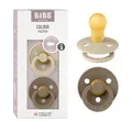 BIBS Colour Schnuller 2er-Pack, BPA-frei, Kirschform Nippel. Naturkautschuk / Latex, Hergestellt in Dänemark. 18+ Monate (2er Pack), Vanilla / Dark Oak