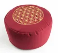 Meditationskissen BLUME DES LEBENS Buchweizen rot  Ø 30 cm Sitzkissen Yogakissen
