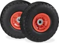 4 x Sackkarrenrad, pannensichere PU-Vollgummireifen, 4.1/3.5-4", für 16 mm Achse, bis 150 kg, 260x85 mm, schwarz-rot
