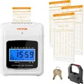 VEVOR Stempeluhr Stechuhr Zeiterfassung 102 Stempelkarten, Elektronisches Stempeluhr inkl. 2 Schlüssel + 1 Band, Weiße Elektronische Wandmontiert...