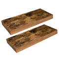 HOOBRO Wandregal, Schweberegal 2er-Set, stabile Wandboards, 40 x 20 x 3,8 cm Hängeregale, mit unsichtbaren Halterungen, für Bad, Schlafzimmer, Küche, Büro, Wohnzimmer, Vintagebraun EBF40BJ01