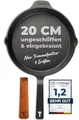 TECOR Gusseisenpfanne Induktion 20 cm ungeschliffen, universell, natürlich - Langlebige Pfanne Gusseisen 20 cm - Antihaft Gusspfanne Induktion einfach, top Qualität - Cast iron pan induction