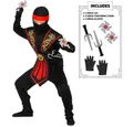 Widmann S.r.l. Kostüm Ninja Kostüm mit Zubehör für Kinder - Schwarz/Rot
