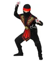 ROTER KOMBAT NINJA MIT WAFFENSET Overall Brustrüstung Gürtel Maske Stirnband 128