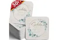Funke & Brand Bierdeckel Eukalyptus "Schön, dass du da bist" 50 Stück - Tischdeko Hochzeit