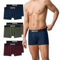 Snocks Boxershorts Herren Bio Baumwolle (6er Pack) Unterhosen Herren ohne einschneidenden Gummibund - Gr. L - Blau Rot Grün