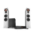 Teufel Ultima 40 Kombo 3 Power Edition - HiFi 2.1 Stereo System mit Mächtiger Subwoofer und CD Receiver, WLAN, LAN, DAB+-FM Radio, USB-C, HDMI ARC CEC, Umfangreiche Anschlussmöglichkeiten (Weiß)