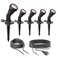 ledscom.de 5er Set Gartenstrahler mit Erdspieß PIRK mit Schuko Stecker für außen, schwarz, inkl. GU10 LED (warmweiß, je 7,6W, 1103lm, 33°)