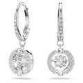 Swarovski Una Ohrringe, Rund, Weiss, Rhodiniert