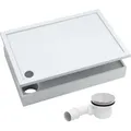 AQUABAD® Duschwanne Komplettset Basic Smooth White 70x90cm Rechteck inkl. Styroporträger und Ablaufgarnitur Alcadrain A49CR
