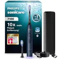 Philips Sonicare 7100 elektrische Zahnbürste, Schallzahnbürste mit App, 4 Putzmodi, 3 Intensitätsstufen, Andruckkontrolle, EasyStart, SmarTimer, Marineblau, Modell HX7423/01 [Neue Technologie]