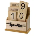 Modixun Ewiger Kalender aus Holzblock für den Schreibtisch, Monats- und Wochen-Datumsanzeige, rustikales Bauernhaus, ästhetisches Boho-Schreibtischzubehör für Zuhause, Büro, Dekoration (braun)